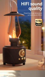 Retro Lamp Style Wireless Bluetooth Speaker with Portable FM Radio and USB Port Bluetooth 5.3 Suitable for Camping Home Decor