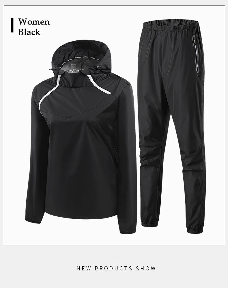 Men Double Zipper Sport Fitness Running Set Women Double Zipper Running Fitness Weight Loss Sweating Sweating Easy Lose Fat Set