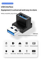 NNBILI USB3.0 Male to Female Right Angle Extension Adapter USB Upward Elbow 90 Degree Adapter 10Gbps For Laptop PC Connector