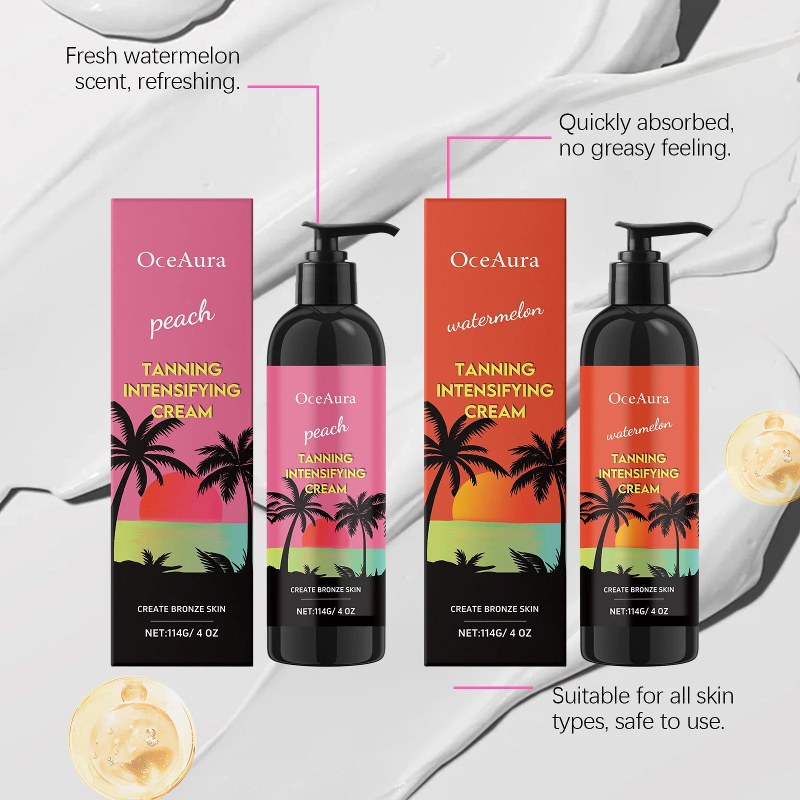 Peach Self Tanner Cream Enhancing Bronzing Boosting Darkening Sunless Tanning Sun Kissed Tone Hydrating Watermelon Bronzer Cream Ürün ana görseli