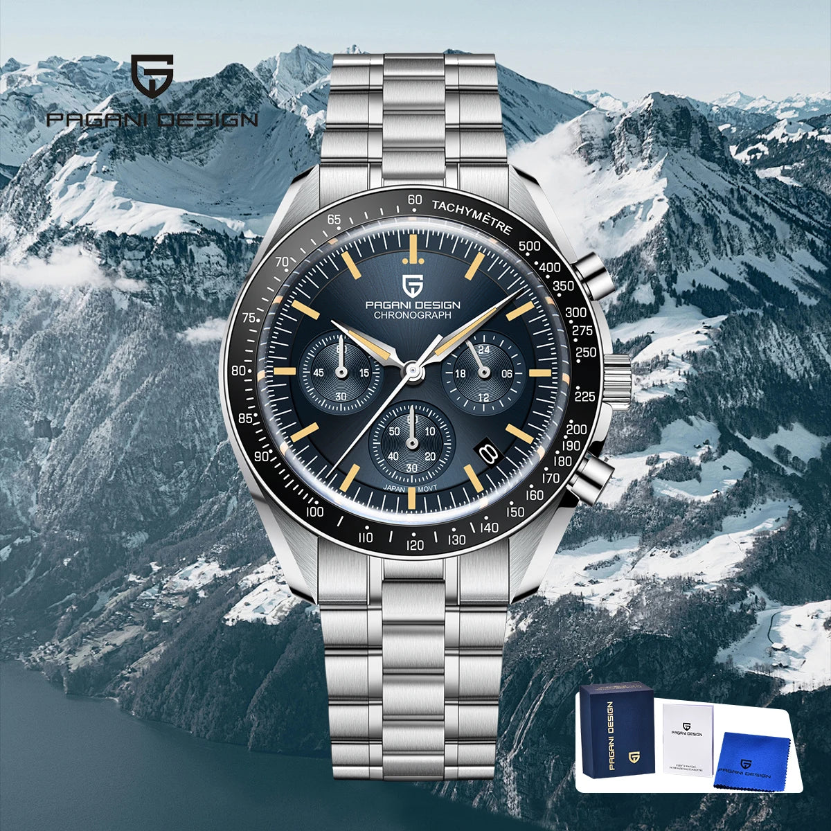 New PAGANI DESIGN Moon Men Watch Retro Luxury Quartz Watches For Men Stainless steel Sport waterproof Chronograph Man+With BOX Ürün ana görseli