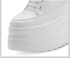 Fujin 13cm 2025 Genuine Leather Platform Wedge Flats Shoes Chunky Sneaker Casual Comfy High Brand Fall Autumn Walking Shoes