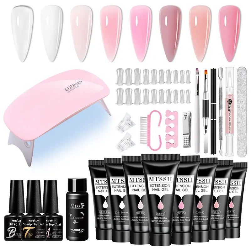 24PCS/Set 20ml Poly Naili Extension Gel  Kit Mini UV Lamp Sealer With Base Top Coat Professional Poly UVNail Gel Kit Starter Kit Main image