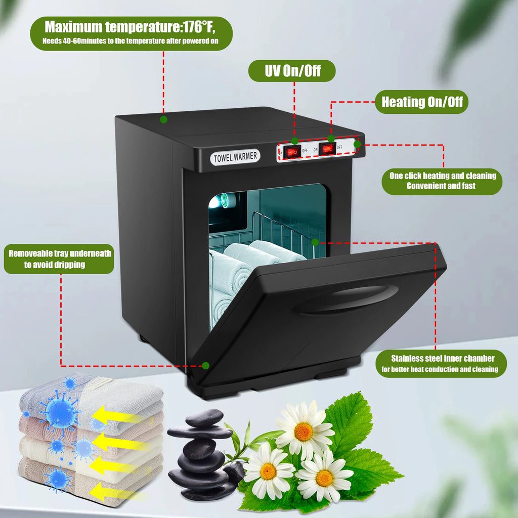 5L UV Sterilizer Hot Towel Cabinet Hot Bath Towel Warmer with Aluminum Chamber Fast Heating for Facial Spa Hair Beauty Salon