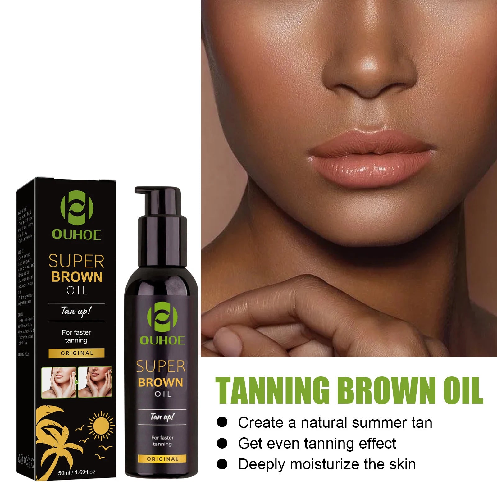 Tanning Oil Build Bronze Face Body Tone Enhance Post Sun Bronzing Solarium Lock Moisturizing Softness Darker Solar Tanning Oil Ürün ana görseli