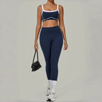 2PCS Women's Yoga Set High Waist Peach Hip Removable Padding Sports Bra Pants Fitness Suit Running Workout Gym Leggings Yoga Set