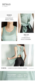 Sexy Sleeveless Backless Sports T-Shirt Women's Gym Tank Top Loose Sportswear Breathable Workout Tank Top Fitness Yoga Dance