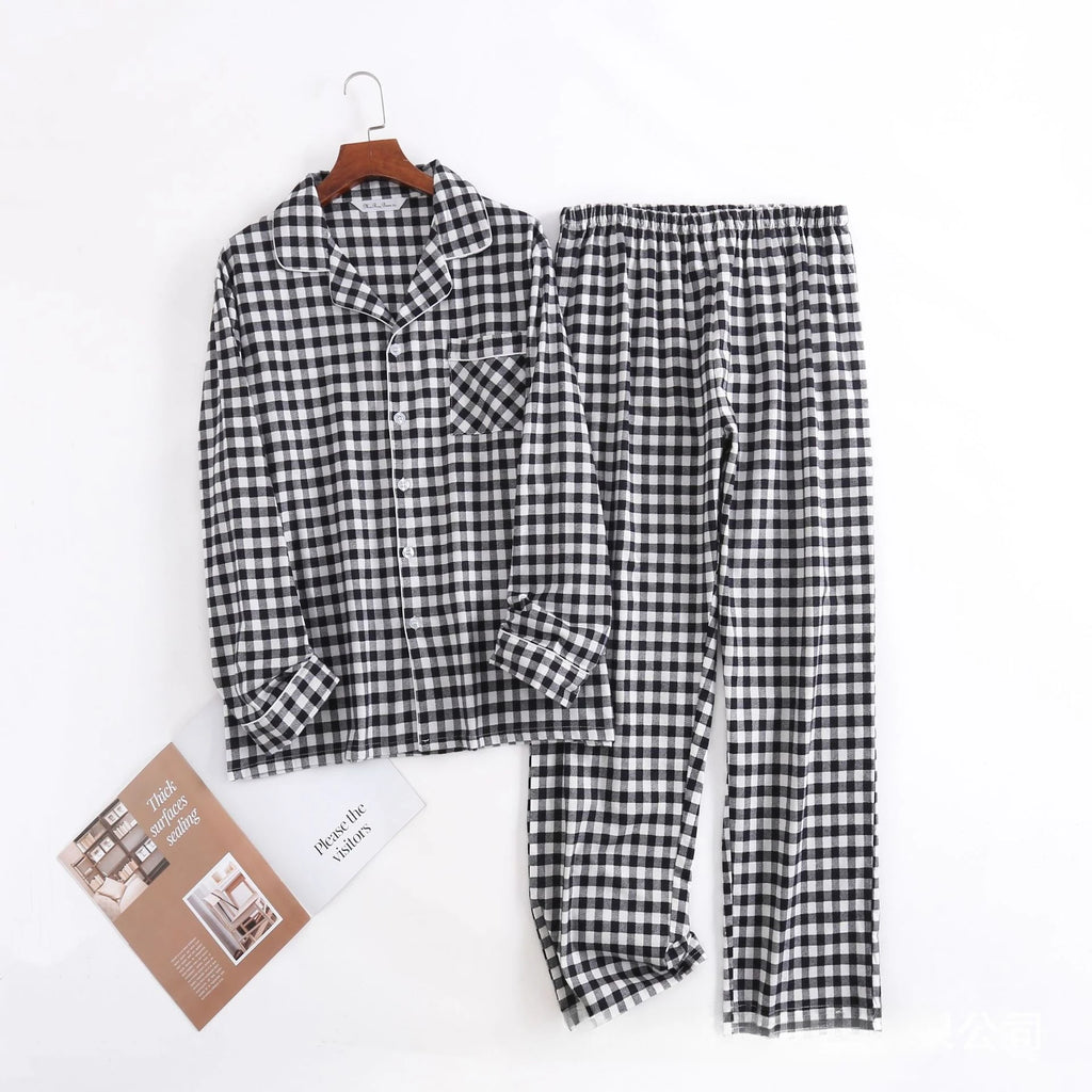 Men's Home Suits Long-sleeved Trousers Suits for Autumn and Winter Pijamas for Men Flannel Plaid Design Pajamas for Men