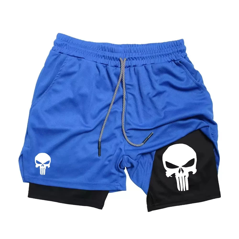 Print 2 in 1 Performance Shorts for Men Athletic Quick Dry Shorts with Phone Pocket Summer Gym Workout Running Shorts RL0302