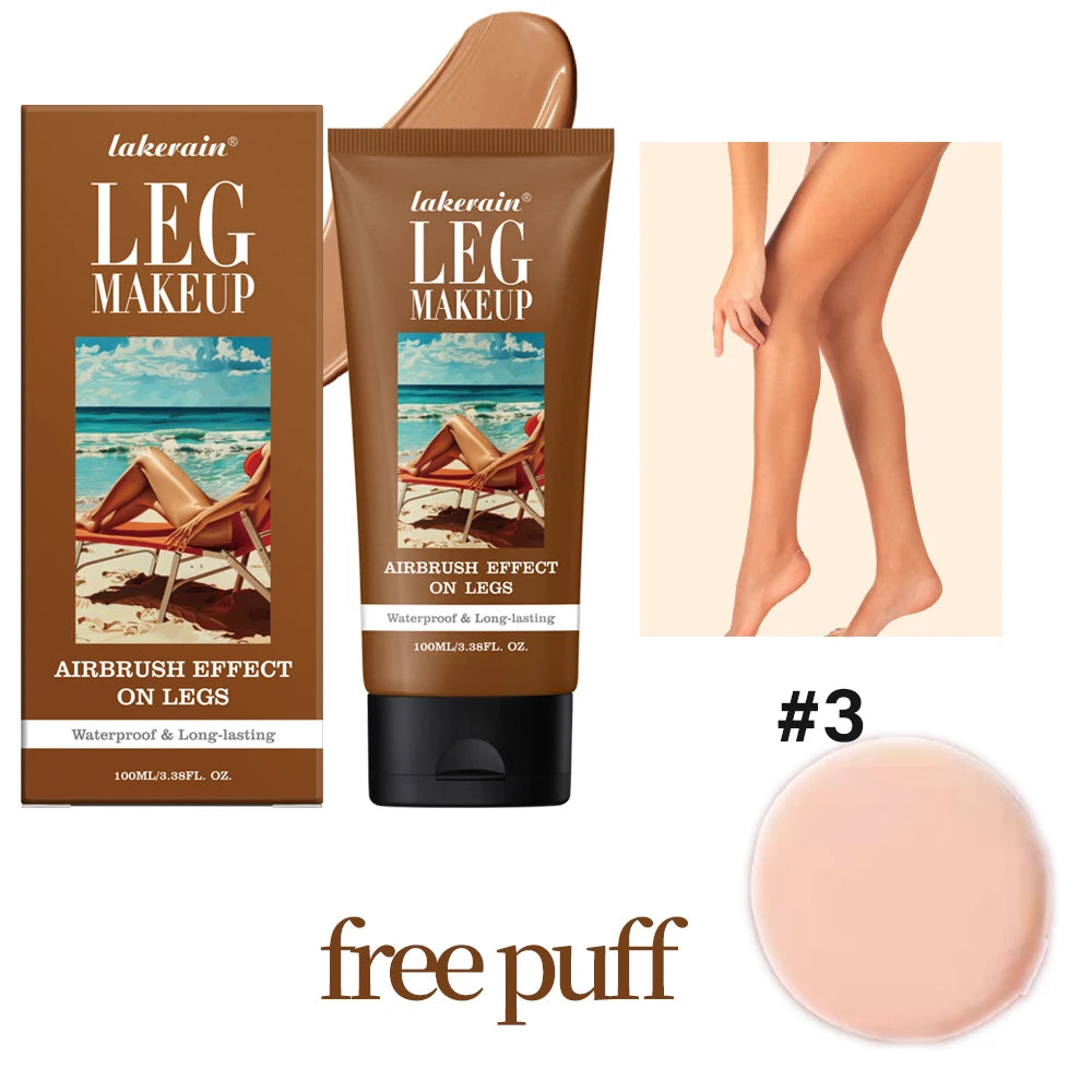 Waterproof Body Foundation With Free Powder Puff Bronze Leg Makeup Long Lasting Tanning Cream 100ml 3 Colors