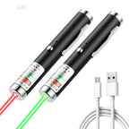 Portable USB Green Laser-Pointer 2 In 1 Detachable Lamp Holder Mini Laser Pen Visible Focus Red Combination For Hunting