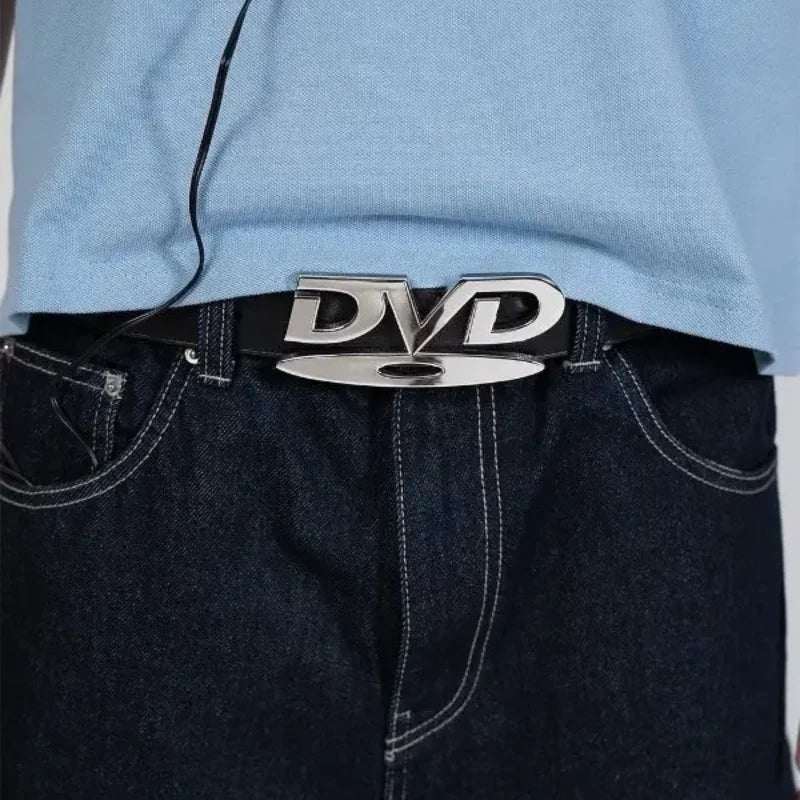 Unisex Nostalgic Design DVD Buckle Belt Men Women Decoration Paired with Jeans Waist Straps Belt Versatile Design Sense Belt Ürün ana görseli