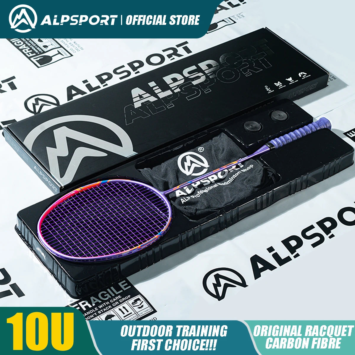 ALP GJ 10U Ultralight 52g T800 Bow And Arrow Badminton Racket Authentic Tensile Force 13kg Outdoor Sports Carbon Fiber Titanium
