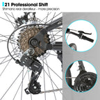 Hiland Full Suspension Mens Mountain Bike, 21 Speed, 26 Inch Wheel, Dual Disc Brake Bike for Men Womens Adult Bicycle