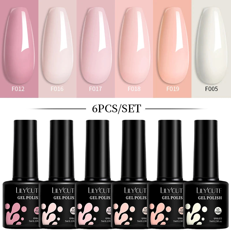 LILYCUTE 7ML 6PCS Neon Gel Nail Polish Set fluorescent Series Color Changing Semi Permanent Soak Off Manicure kit Nail Art Gel