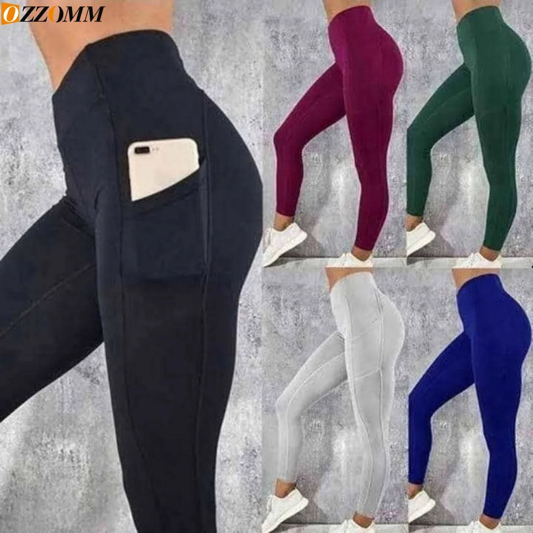 1PC Plus Size Pocket Yoga Pants Women Solid Fitness Sports Leggings High Waist Elastic Gym Tights Female Running Trousers XXXL Ürün ana görseli