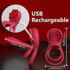 Rose Penis Ring Vibrator Female G-spot Clitoral Stimulation Male Ejaculation Delay Silicone CockRing Adult Sex Toy for Couples