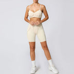Seamless Yoga Sets Sports Fitness High Waist Hip-lifting Shapeing Trousers Backless Bra Suit Workout Gym Leggings Sets for Women