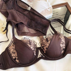 YUQI French Retro Lace Lingerie Set -Push Up Minimizer Bra with Soft Underwire for Large Bust,Sexy Bralette & Panty Set,Hot Sale