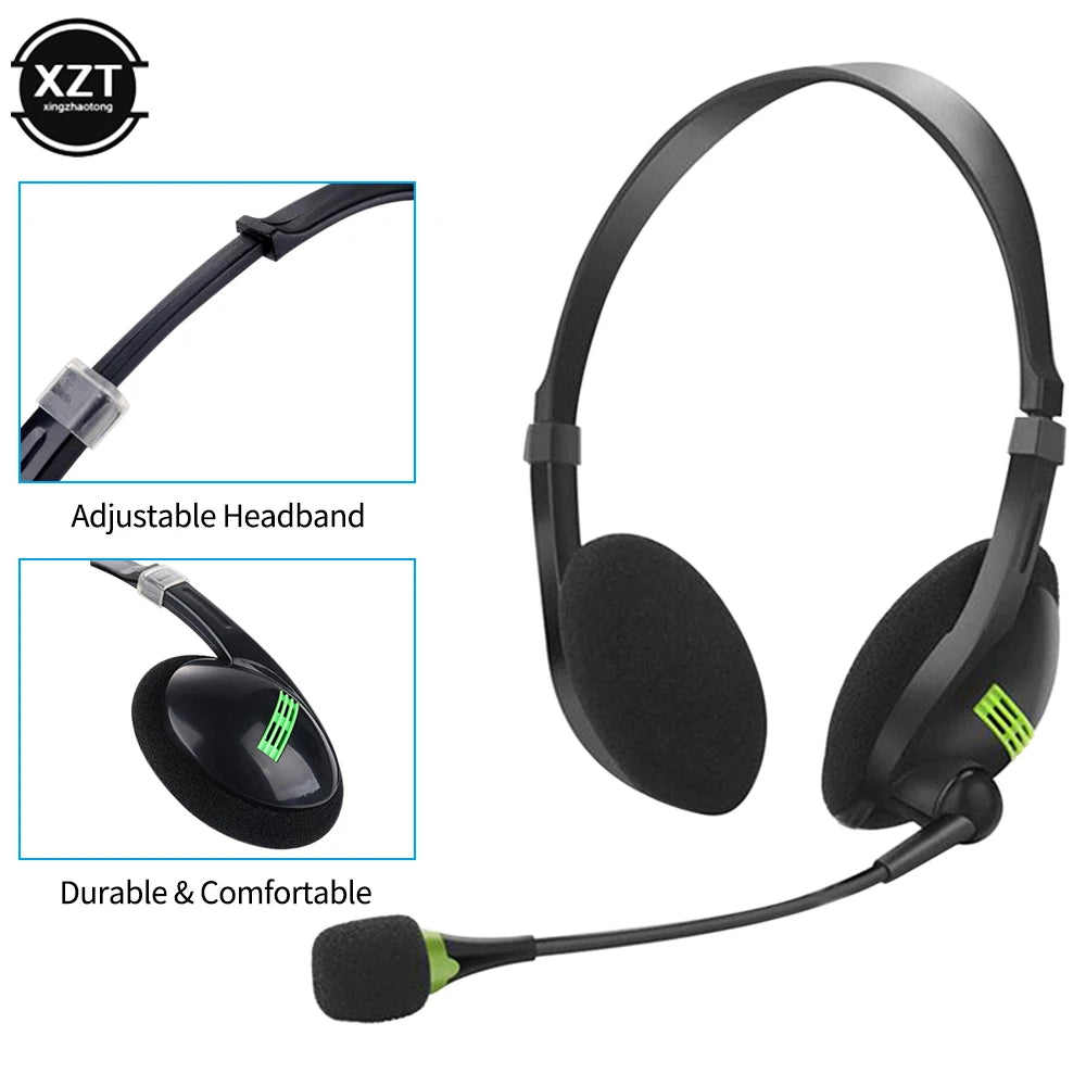 3.5mm Noise Cancelling Wired Headphones Adjustable Earphones Business Headset With Microphone For PC /Laptop/Computer