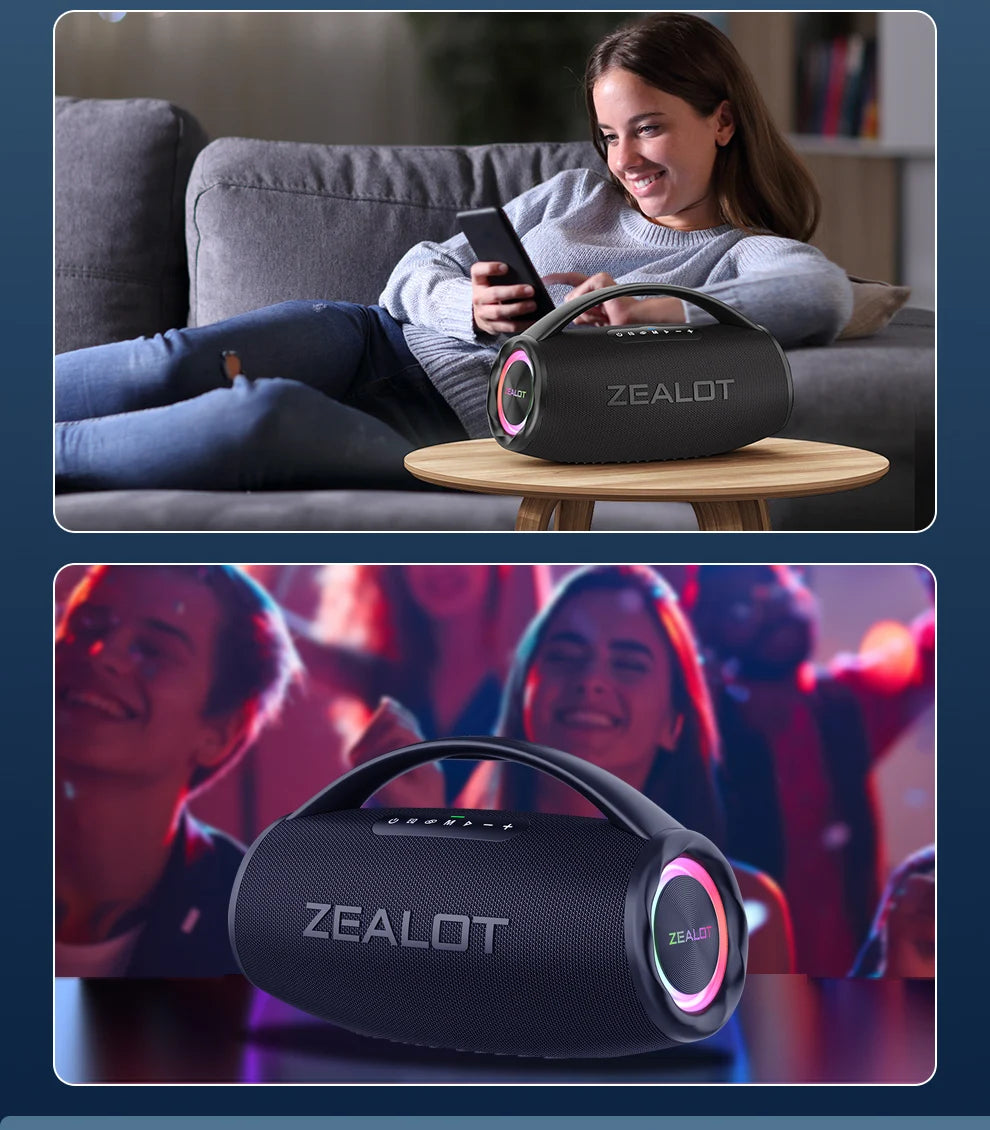ZEALOT-S97 80W Portable Outdoor Bluetooth Speaker, HiFi Sound, Subwoofer, Dual Pairing, Fast Charging, 16000mAh Battery