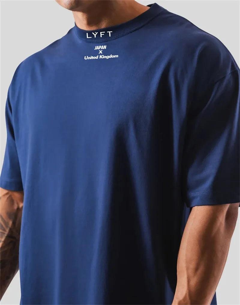 LYFT 100% Cotton Men's Gym T-Shirt Loose Fit Short Sleeve Sport Fitness Running Workout Training Shirt in Sizes M to XXXL Ürün ana görseli