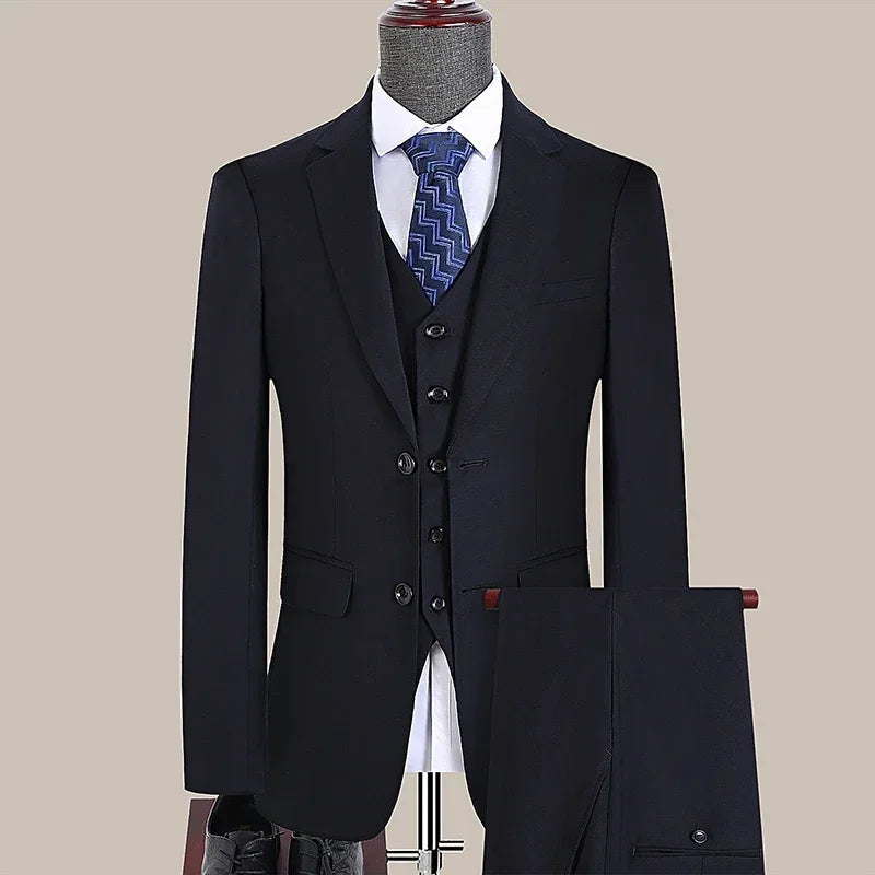 S-7XL Suit New (Blazer+ Vest + Pants) Korean Version of Slim-fit Work Clothes Fashion Business Men Casual Wedding Gentleman Suit Secondary image