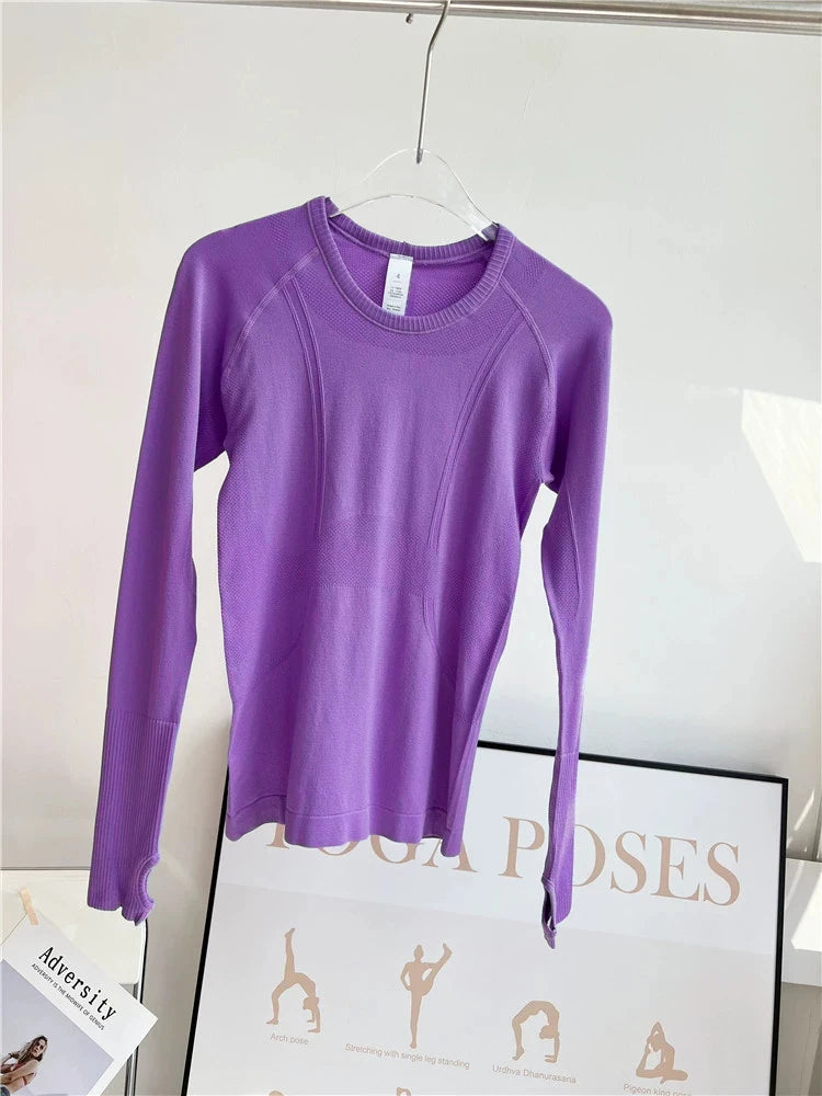 Seamless Yoga Top Women Long Sleeve Workout Shirt for Women Training Gym Clothes Stretchy Turtleneck Sportswear Activewear