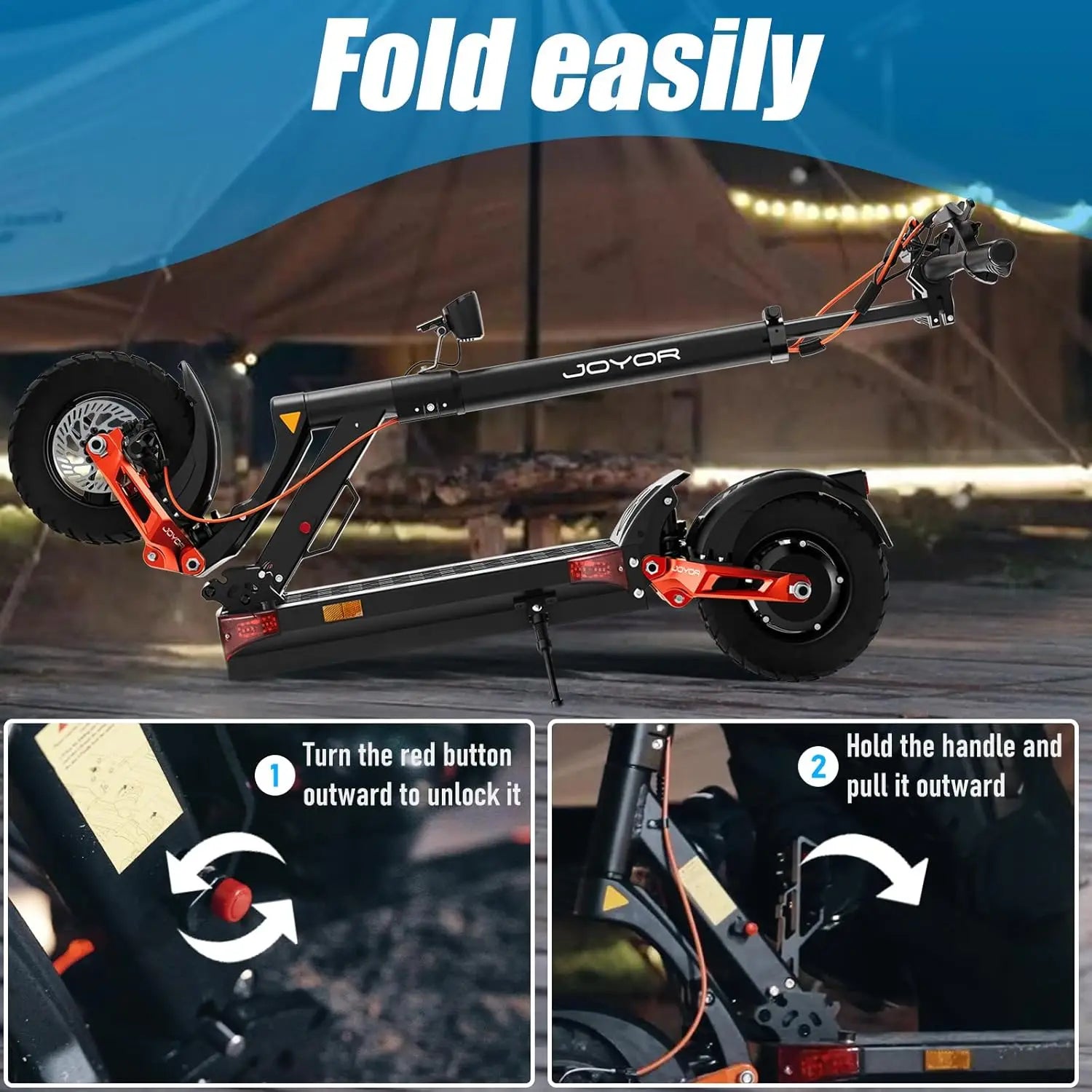 JOYOR T10 Folding Electric Scooter, Dual 1000W Motor, 10 inch Off-road Adults E-scooter with 60V 18Ah Battery