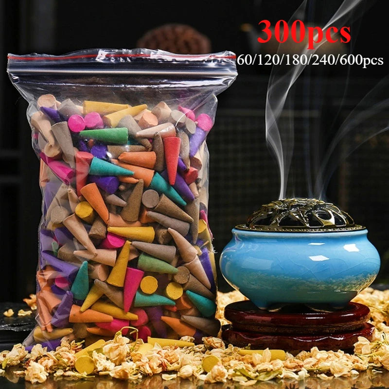 Mixed Natural Reflux Tower Incense Cone Rose Lavender Aromatherapy for Smoke Odor Remover Anxiety Relief Meditation Fragrance Ürün ana görseli