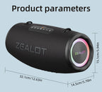ZEALOT-S87 Outdoor Portable Wireless Bluetooth Speaker 80W High Volume Subwoofer Sound  Performace IPX6 Waterproof camping