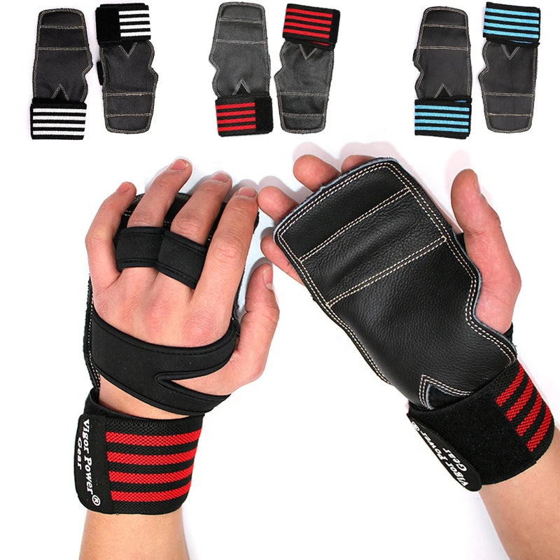 Cowhide Weight Lifting Gloves 3 colors Gym Anti-Skid Grips Pads Deadlift Belt Crossfit Workout Crossfit Palm Protection Fitness Main image