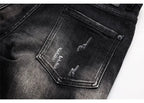 Street Fashion Men's Tight Black Grey Jeans Retro Elastic Slimming Split Style Jeans Men's Retro Designer Brand Jeans Hombre