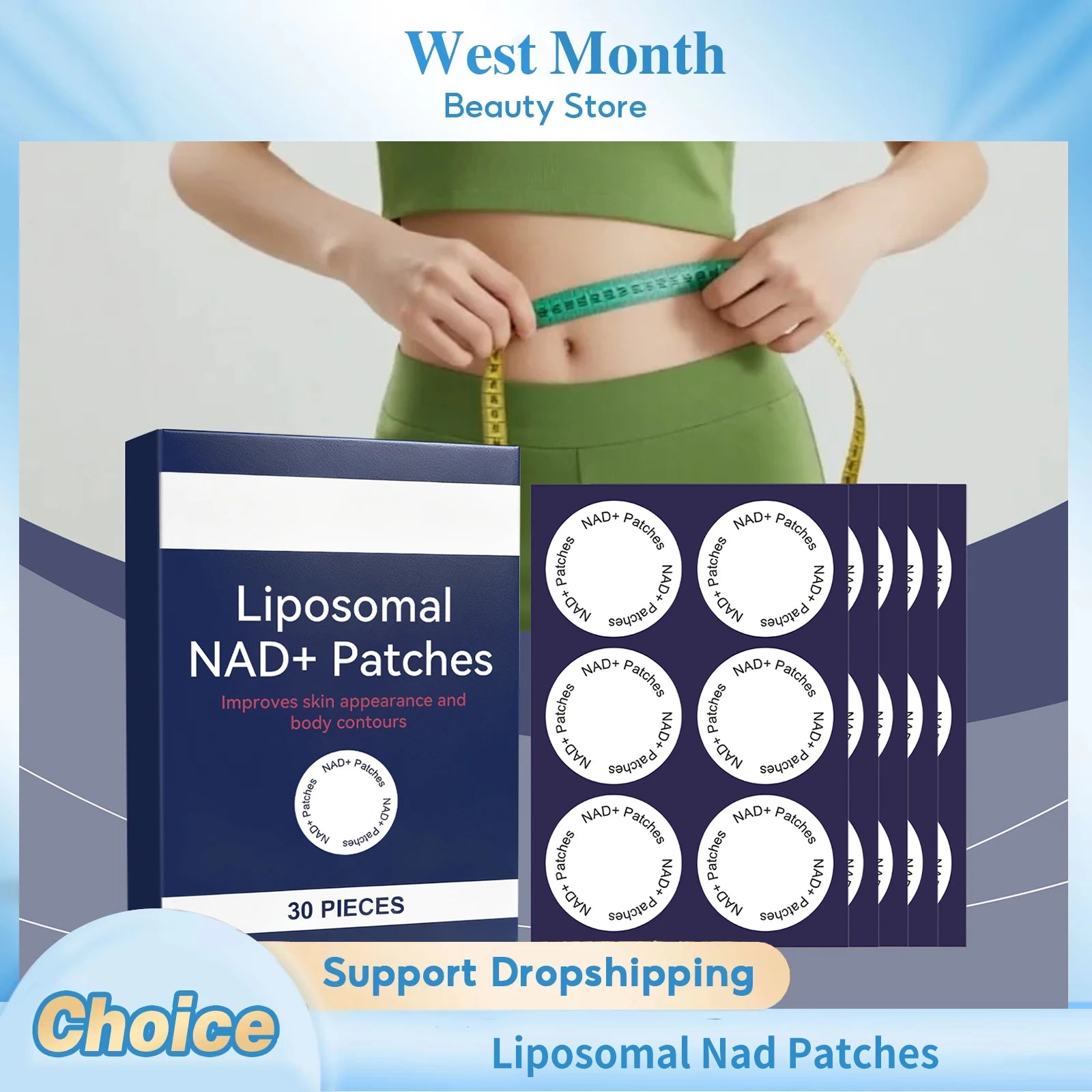Liposomal Nad Patches Transdermal Absorption Enhance Cellular Energy Regulate Metabolism Weight Management Healthy Aging Patches Ürün ana görseli