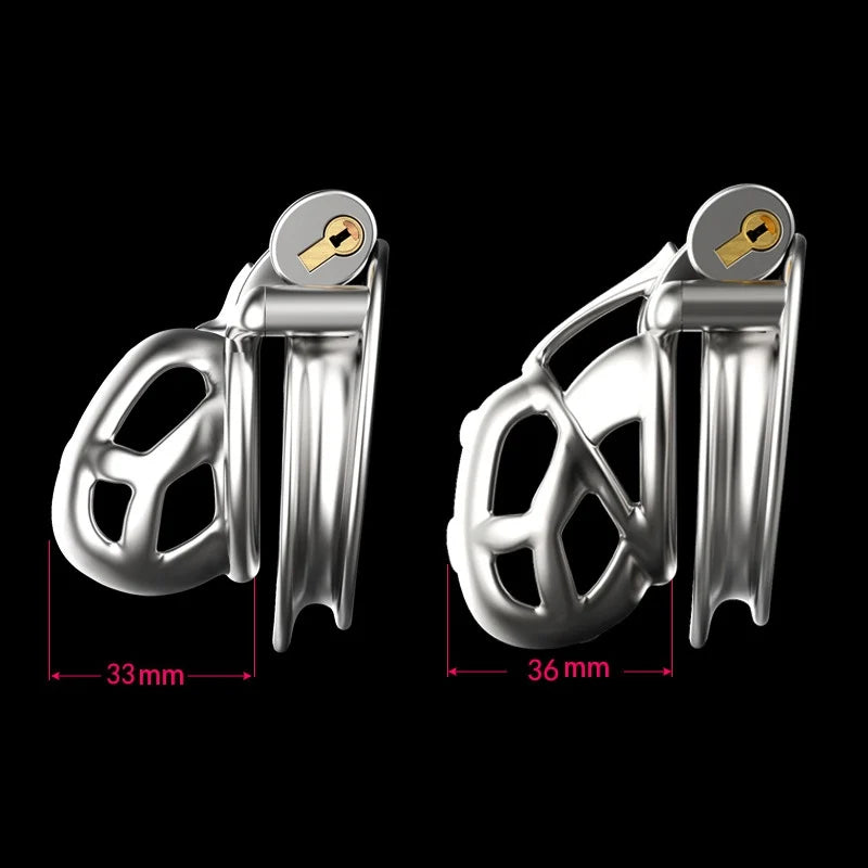 Stainless Steel Male Chastity Cage Cock Mamba Penis Ring Chastity Belt BDSM Erotic Urethral Lock Double-Arc Ring Sex Toy
