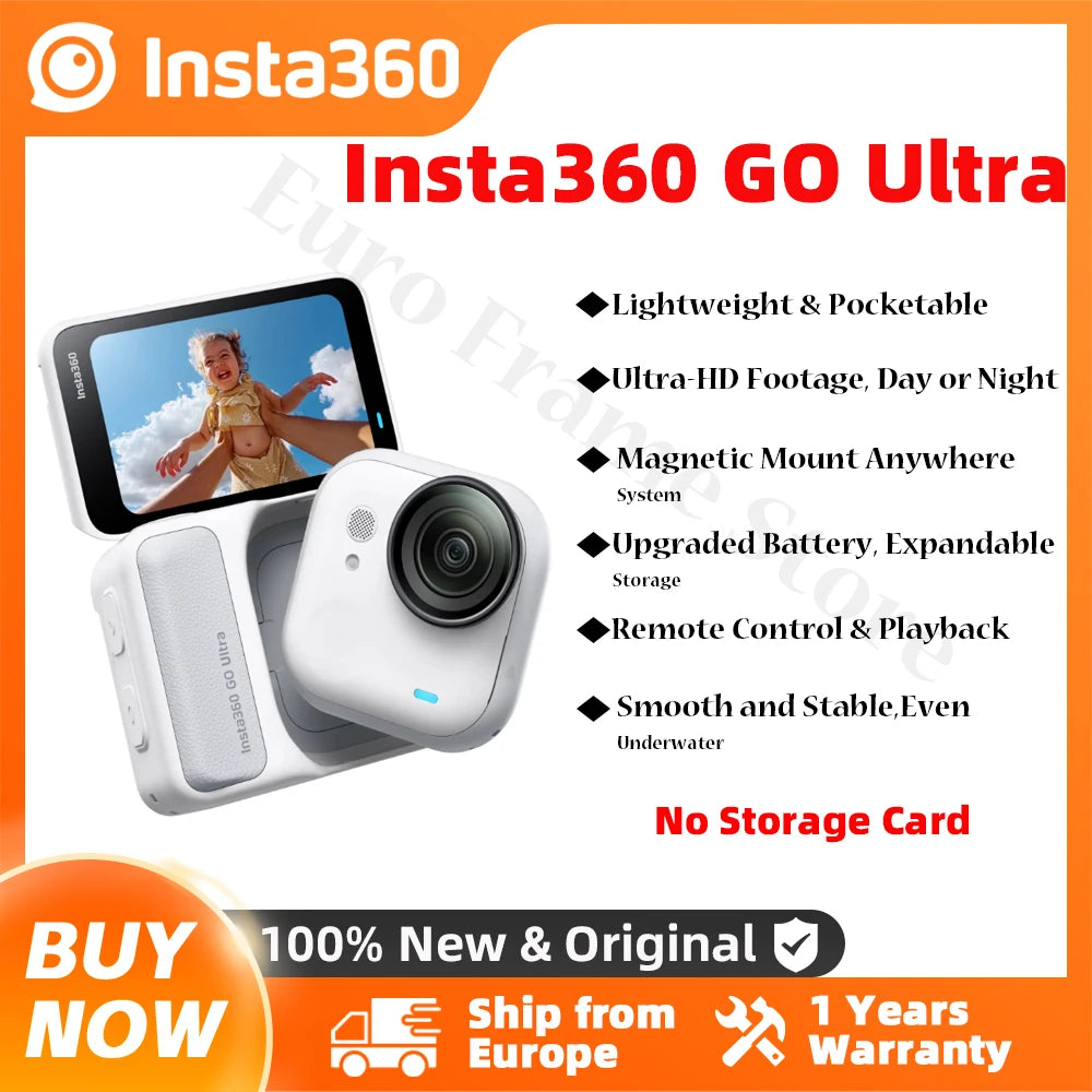 Insta360 GO Ultra Action Camera feet POV Hands-free 4K 60fps Ultra-HD Flow State stability Insta 360 GO Ultra Ürün ana görseli