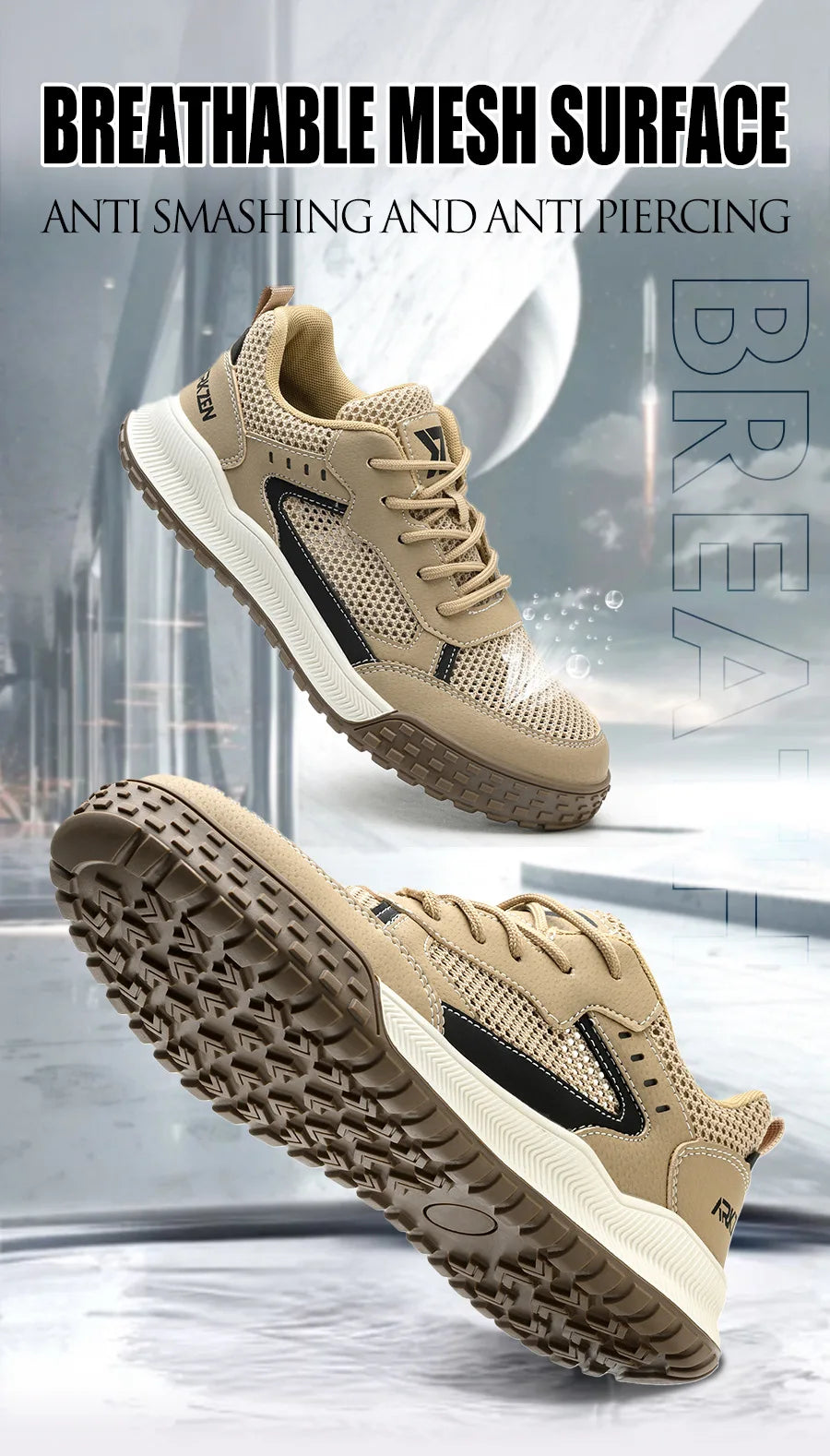 Safety Shoes Man S3 with Steel Toe Boots, EU Standard Kevlar Work Shoes Man Lightweight, CN39-46 Protective Working Shoes Woman