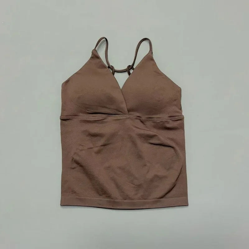 Vision Twist Front Longline Top Women Gym Tank Yoga Tops Quick Dry Thin Strap High Elastic Running Vest Push-up Fitness Vest