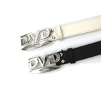 Unisex Nostalgic Design DVD Buckle Belt Men Women Decoration Paired with Jeans Waist Straps Belt Versatile Design Sense Belt