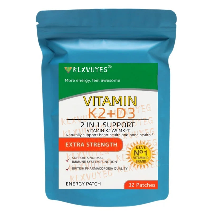Vitamin K2 (MK7) with D3 Patches 9 Week Supply, Contains Vitamin D & K Complex Premium Non GMO, Biotin, Vitamin D3