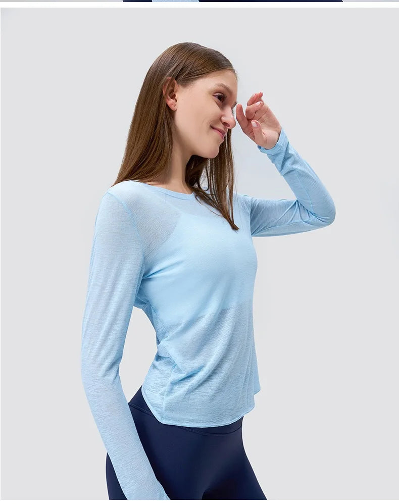 Yoga Suit Women's Long-sleeved Shirts Beautiful Back Sports Suit Tops Slim Loose Blouse Pilates Fitness Gym Suit Running Clothes