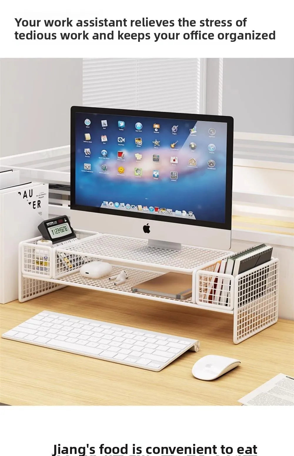Height Adjustable Computer Stand Desk Monitor Laptop Cooling Rack Suspended Bracket Office Storage Solution