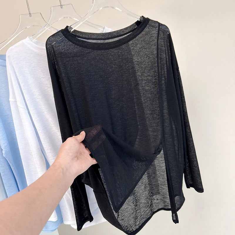 Breathable Long Sleeve Yoga Cover up Lightweight Quick Dry Running Top for Women Loose Fit Simple Sport Fitness Outdoor Leisure Main image