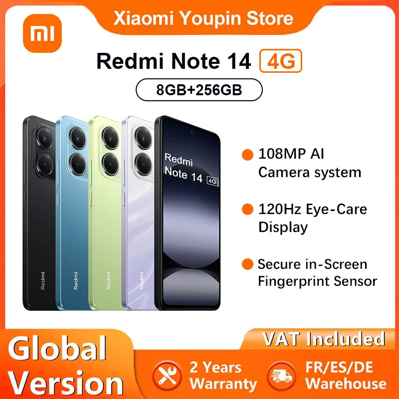 Global Version Xiaomi Redmi Note 14 4G Smartphone MediaTek Helio G99-Ultra 108MP AI Camera 5500mAh Battery 6.67" 120Hz Display Main image