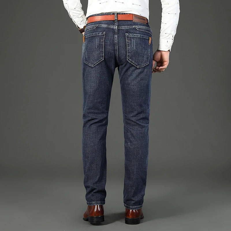 Wthinlee 8 Models Spring Autumn Business Jeans Men Casual Straight Stretch Fashion Classic Work Denim Trousers Brand Clothing