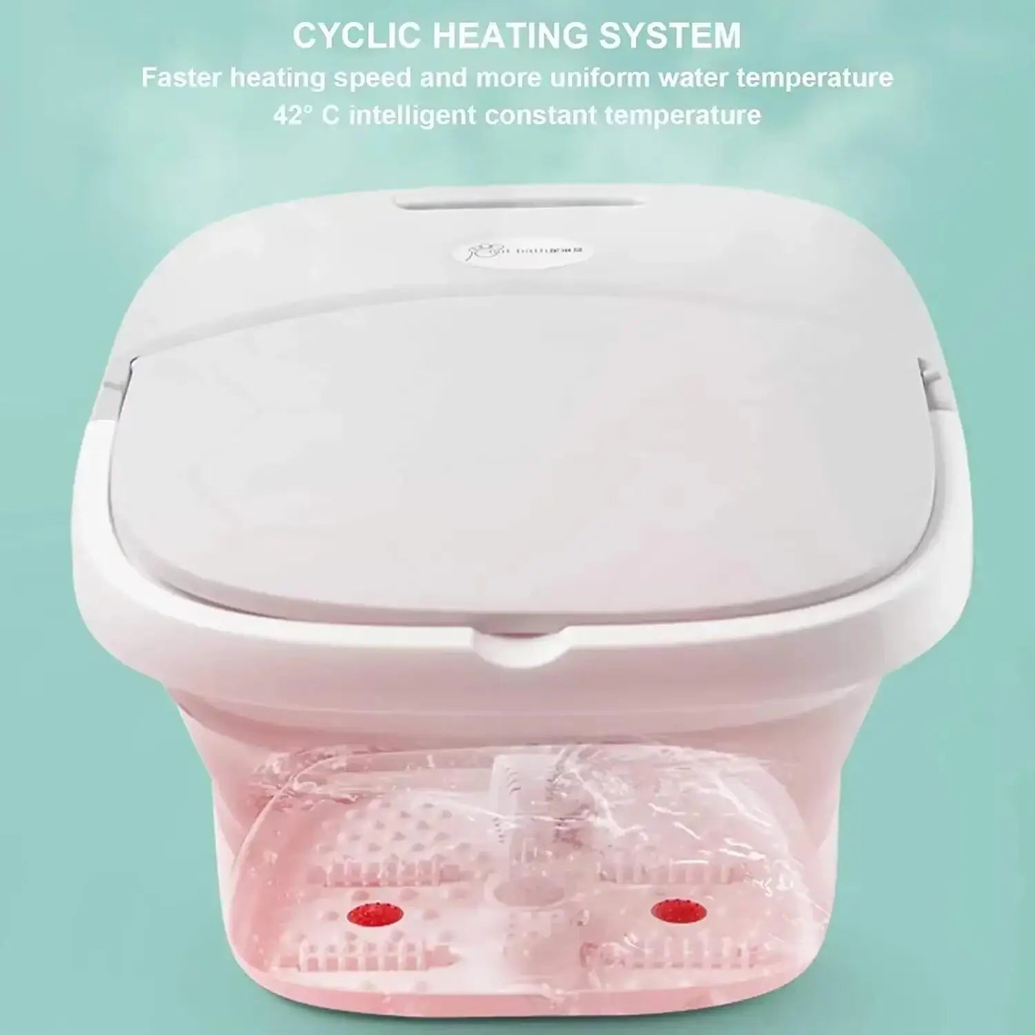Folding Foot Bath Massager with Heat Vibration 4 Rollers Temperature Control Wireless Remote Foot Spa for Pain Relief Home Use