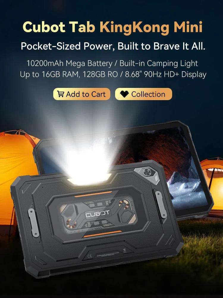 Android Tablet Cubot TAB KingKong Mini, 10200mAh Mega Battery 16GB(6+10),128GB, Camping Light, 8.68-inch Screen, 48MP Camera,GPS Ürün ana görseli