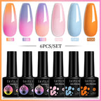 LILYCUTE 7ML 6PCS Neon Gel Nail Polish Set fluorescent Series Color Changing Semi Permanent Soak Off Manicure kit Nail Art Gel