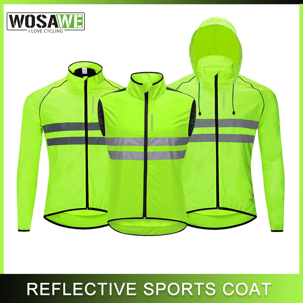 WOSAWE Cycling Windbreaker Men Packable Windproof Reflevtive Jacket Running Biking Hiking Riding Wind Coat MTB Bicycle Jersey Ürün ana görseli