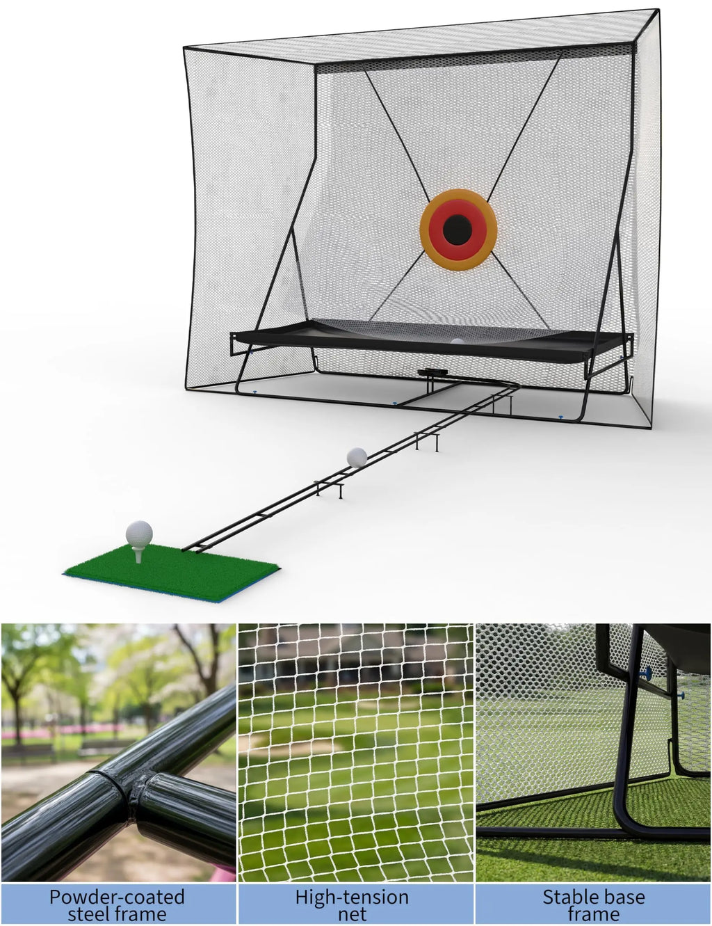 3x2.4m Golf Practice Net Automatic Ball Return Heavy Duty Hitting Net With Noise Reduction Target For Indoor Garden Training